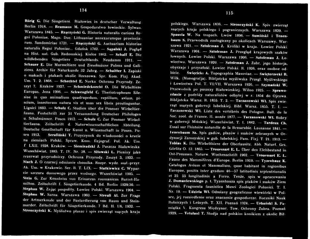 Schwengfcld C. T heriotropheum Silesiae in quo anim alium quadrupedum, reptilium, avium, pi- scium, insectorum natura vis et usus sex libris prostinguntur. Lignici 1603. Schulz C.