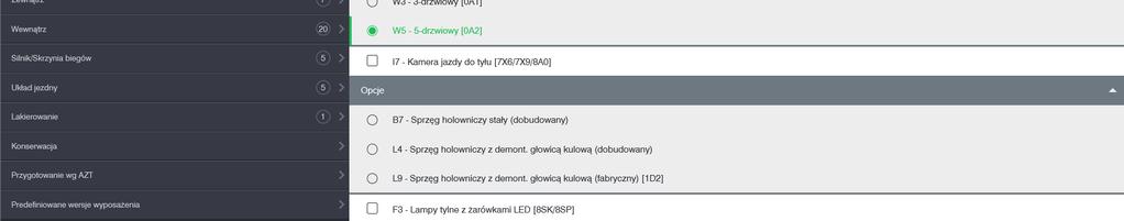 listy predefiniowanych wersji wyposażenia Wprowadź co najmniej 3 znaki (max 19 znaków)