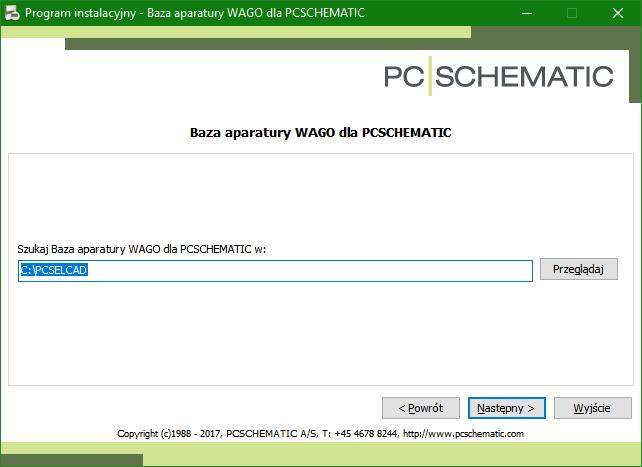Wskaż katalog, w którym zainstalowany jest program PCSCHEMATIC Automation: Instalacja