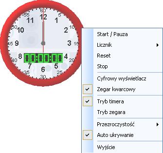 zera. Odliczanie czasu można ustawić na dowolną wartość między 5 a 60 minutami. Odmierzanie czasu można zatrzymać (Stop), wstrzymać (Pauza) lub wyzerować (Reset).