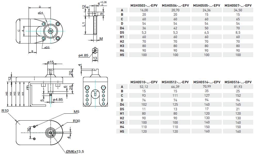 Mostek montażowy dla armatury ręcznej MSH-EPV DIN EN ISO 5211 VDI/VDE 3845 - Zestaw montażowy do montażu indukcyjnych czujników podwójnych i różnych wyłączników krańcowych na elementach armatury