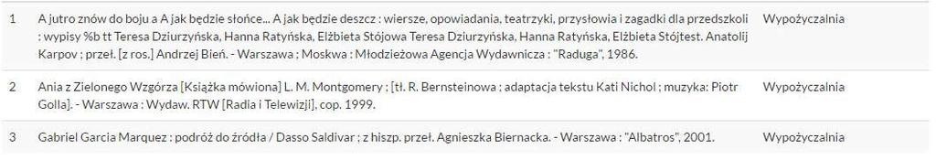 C. Zamówienia zrealizowane. Lista dokumentów, które czekają na odbiór w bibliotece do podanej daty (termin ważności). Dodatkowo jest możliwość zapisania listy dokumentów do pliku. 5.