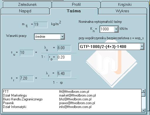 Krążniki Okno dialogowe Krążniki służy do wprowadzenia podstawowych informacji dotyczących zastosowanych zestawów krążnikowych, ich rozstawu, typu krążników oraz ukształtowania niecki taśmy.