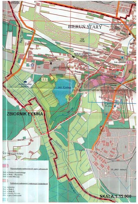 5. Tworzenie stref buforowych wokół zbiorników Łysina, Bijasowice, Za Groblą Zbiornik Łysina: o zadrzewienie i zakrzaczenie zachodniej części miasta, pomiędzy rzeką Gostynką a rzeką Mleczną, o