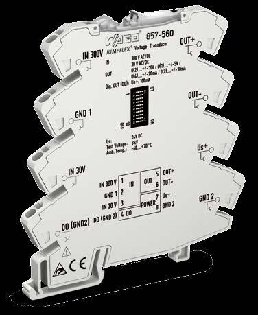 MODUŁY INTERFEJSOWE PRZETWORNIKI POMIAROWE I SEPARACYJNE ZE WZMOCNIENIEM Cztery nowe moduły JUMPFLEX do ambitnych zadań pomiarowych Przetwornik z podwójnym wyjściem (857-424) powielanie sygnału na