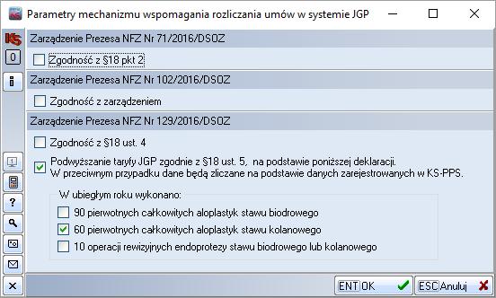 5. REJESTRACJA ŚWIADCZEŃ W SYSTEMIE JGP Zmieniono sposób określania parametrów świadczeniodawcy wykorzystywanych podczas podwyższania taryfy JGP przez mechanizm wspomagania rozliczania umów