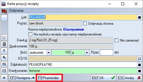 Pharmindex można uzyskać na Karcie pozycji recepty oraz na Karcie