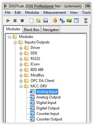 9. Użytkowanie modułu AVA 8001 w programie DASYlab 16 Po uruchomieniu poprawnie skonfigurowanego programu DASYLab dostępne są dla użytkownika wejścia analogowe.
