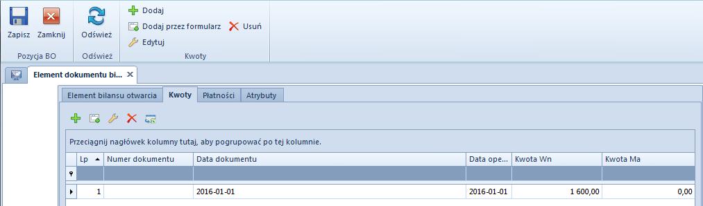 status W buforze. Dekrety, które powstają podczas zatwierdzania dokumentu bilansu otwarcia mają status Zatwierdzone.