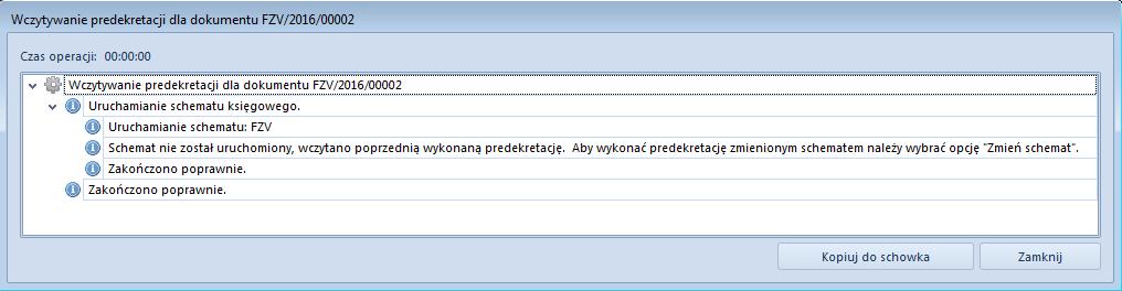 Rys. 89 Informacja o wczytaniu poprzedniej predekretacji Uwaga: Przy predekretacji system sprawdza, czy strona Wn równa się stronie Ma, ale tylko w obrębie kont bilansowych.