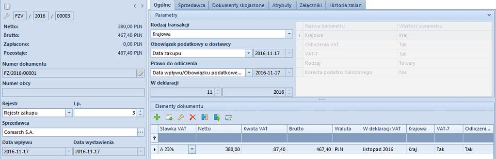 16.7 Zmiana rejestru VAT Ze względu na specyfikę działania przedsiębiorstwa, użytkownicy zazwyczaj wprowadzają podział w ramach rejestrów VAT zakupu i sprzedaży.