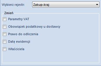 Rys. 176 Okno ze zmianą parametrów VAT dla rejestrów VAT zakup Rys.