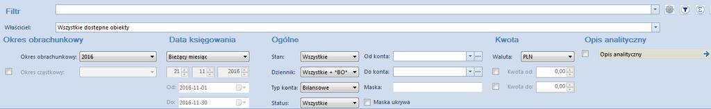 Jeżeli parametr Kontrola poprawności opisu analitycznego jest włączony, a parametr Uwzględniaj stan dokumentu jest wyłączony kontrola zgodnie z ogólnymi zasadami działania systemu przy włączonym