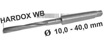 Spiralbohrer mit Morse-Kegelschaft, mit VHM- Schneiden für vergüteten Stahl bis zur Härte von 40 HRC.