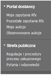 4.3 Menu oferenta Podczas pracy z menu oferent, chcąc przejść do konkretnego miejsca, wykorzystuje dostępne sekcje menu.