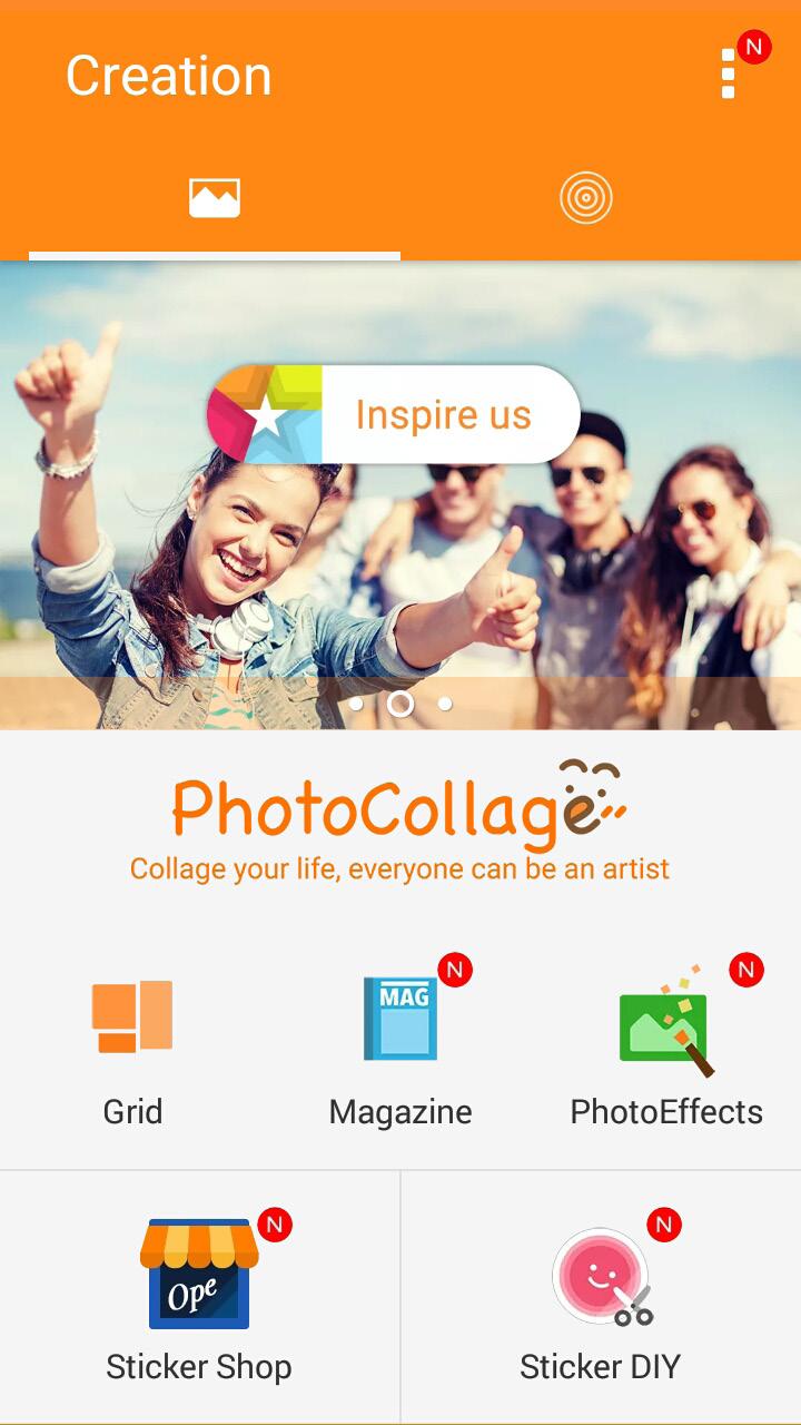 PhotoCollage Za pomocą aplikacji PhotoCollage można tworzyć kolaże z kolekcji zdjęć. Aby uruchomić aplikację PhotoCollage, stuknij pozycję stuknij pozycję PhotoCollage.