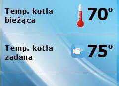 Panel temperatury kotła Widok temperatury bieżącej oraz zadanej kotła -