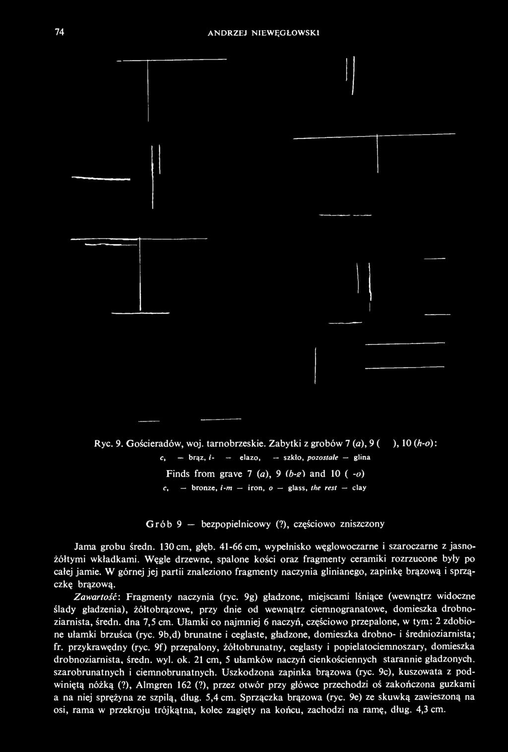 bezpopielnicowy (?), częściowo zniszczony Jama grobu średn. 130 cm, głęb. 41-66 cm, wypełnisko węglowoczarne i szaroczarne z jasnożółtymi wkładkami.