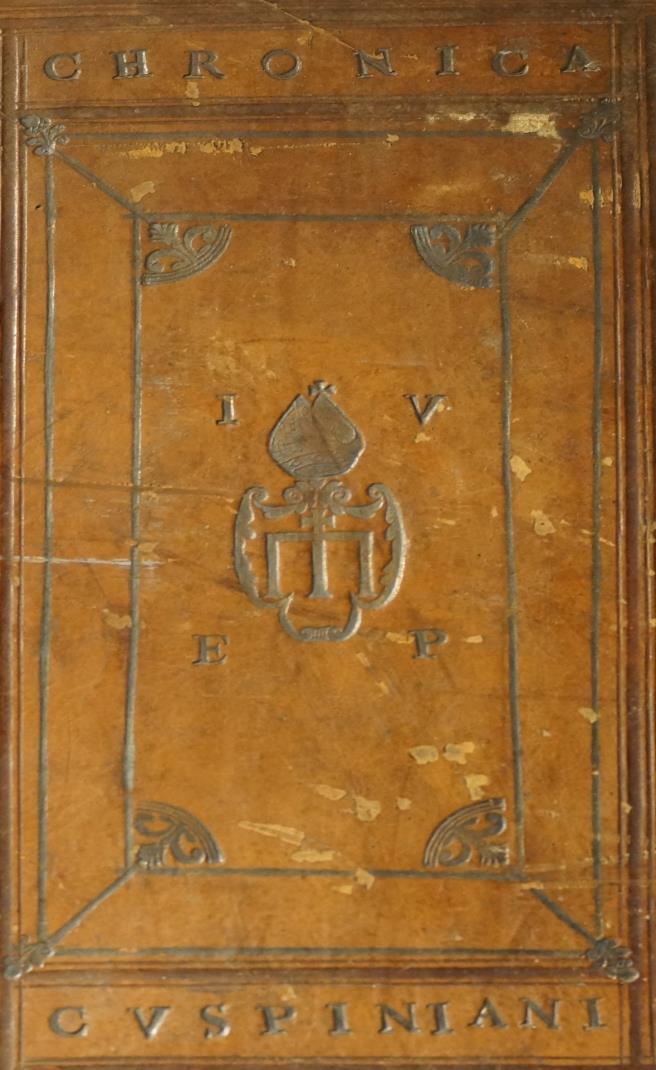 Jakuba Uchańskiego Na przednich oprawach umieszczony został herb Radwan