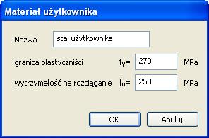 3 Okno wyboru gatunku stali Wybierając opcję Nowy lub Edytuj użytkownik ma możliwość zdefiniowania a następnie edycji własnego gatunku