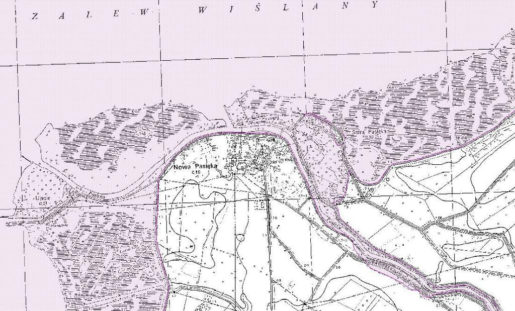 numerycznego modelu terenu Rys 11b ujście Pasłęki mapa terenu