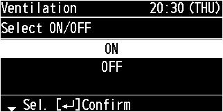 Ustawienia wentylacji Wyświetl ekran menu. Aby powrócić do poprzedniego ekranu Naciśnij.