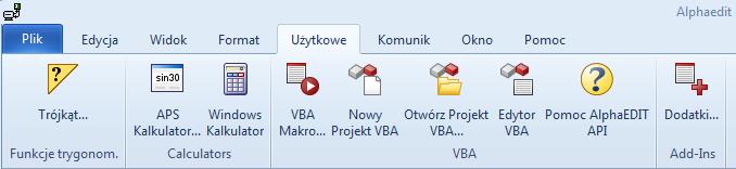 Wstążka w AlphaEdit AlphaEdit został również zaktualizowany i posiada nowy interfejs wstążki.