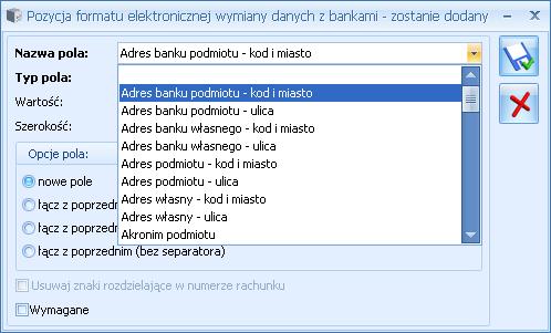 Zamiana małych liter na wielkie Separator w opisie przelewów zbiorczych Parametr, jeżeli zaznaczony zamiana małych liter na wielkie.