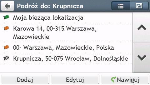 2. Stuknij podróż do edycji. 3. Stuknij punkt orientacyjny na ekranie Edytuj. Wyświetlony zostanie ekran Podgląd. 4. Wykonaj 