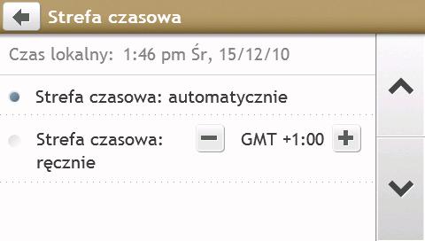 Aby... Wykonaj... zmienić format daty stuknij opcję Format daty, a następnie wybierz preferowany typ formatu daty. Strefa czasowa Wykonaj następujące czynności: Aby... Wykonaj... automatycznie ustawić strefę czasową ręcznie zmienić strefę czasową wybierz opcję Strefa czasowa: automatycznie.