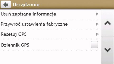 .. usunąć informacje zapisane w pamięci urządzenia Mio przywrócić domyślne ustawienia fabryczne zresetować GPS zapisać dziennik GPS podróży stuknij pozycję Usuń zapisane informacje: Stuknij opcję