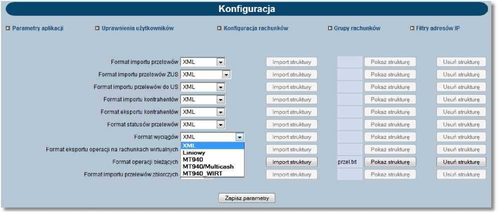 Ukryj rachunki niedostępne do oglądania - powoduje pominięcie tych rachunków na liście. Nie wyświetlaj grup rachunków - powoduje, że nie są wyświetlane żadne informacje o grupach rachunków.