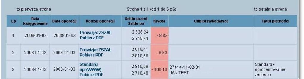 Ostatni wyciąg - prezentacja numeru wyciągu oraz dodatkowych dat na wyciągu