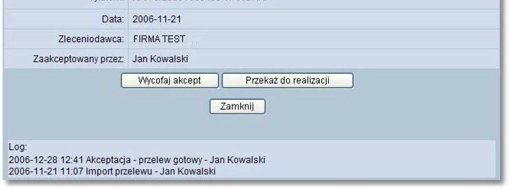 Dla zaznaczonych przelewów, które nadają się do wstrzymania, zostanie wyświetlone podsumowanie odrębnie dla każdego rachunku.