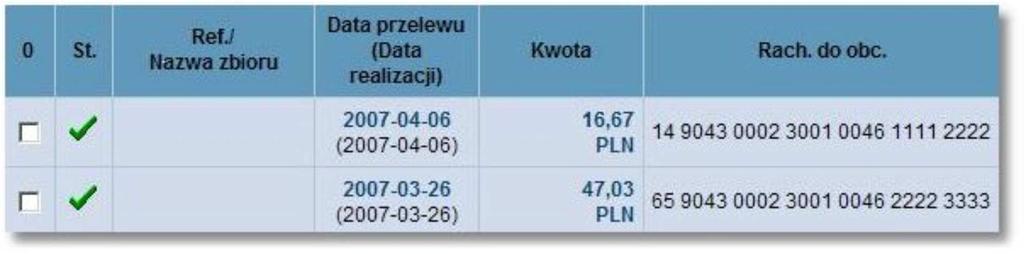 Zmiana daty realizacji przelewów Dla przelewów o statusie Nowe istnieje możliwość zmiany daty realizacji.