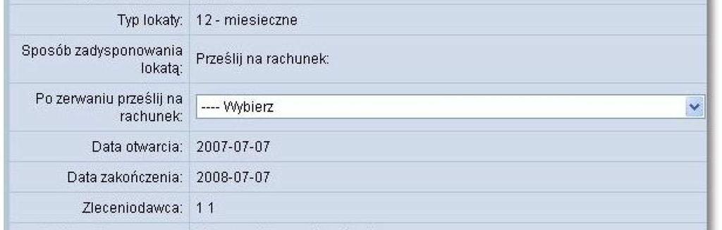 mają być zaksięgowane środki po likwidacji/zerwaniu lokaty.