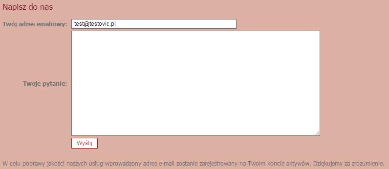 14. Napisz do nas W zakładce tej można wpisać swoją opinię lub pytanie, na które odpowiedź chcieliby Państwo uzyskać.