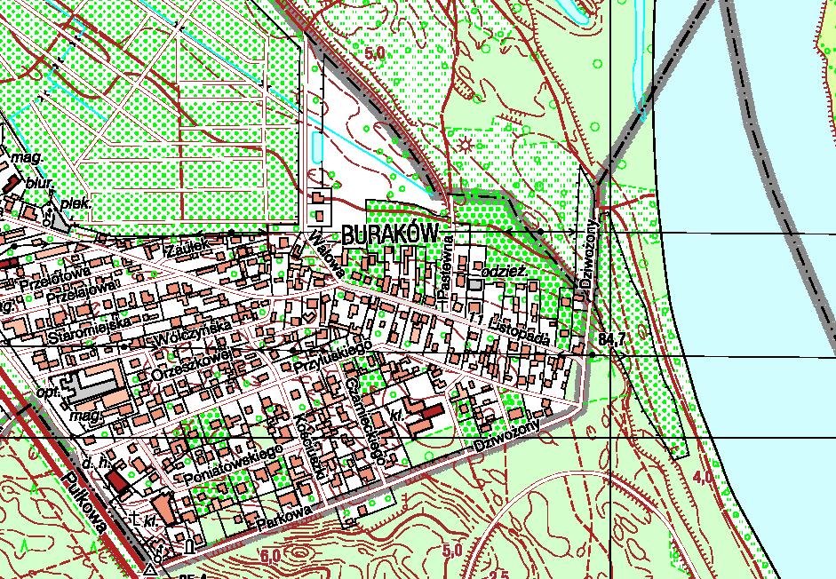 Mazowieckiego) Fig. 2. Part of TBD standard map (training sheet) Rys. 3.