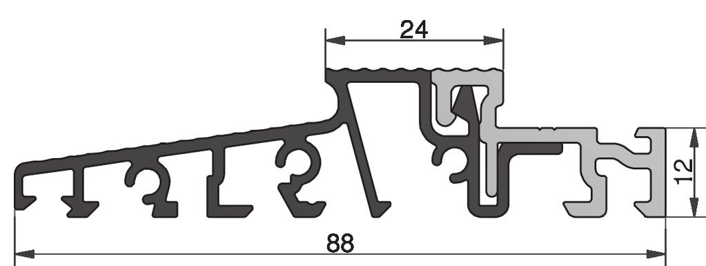 TS514212- FL jak TS58812-FL z listwą klipsującą 27 TS514212 Okapnik aluminiowy