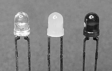 BUDOWA ROBOTÓW DLA POCZĄTKUJĄCYCH Przejrzystość obudowy diody Powszechnie spotyka się trzy rodzaje przejrzystości diody (patrz rysunek 10.6)