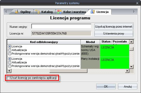 COPYRIGHT 2009 IGE+XAO. Wszystkie prawa zastrzeżone l Została dodana możliwość, która pozwala usunąć licencję automatycznie po zamknięciu aplikacji. (W Polsce nie oferujemy tej usługi.