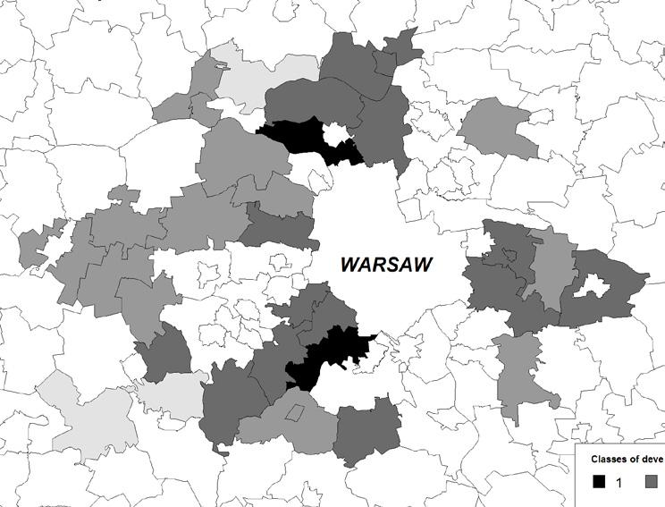 234 Iwona Pomanek classes of development/ klasy rozwoju Fgure 1. Warsaw suburban zone communes dvded nto 4 classes of Hellwg s measure of development Rysunek 1.