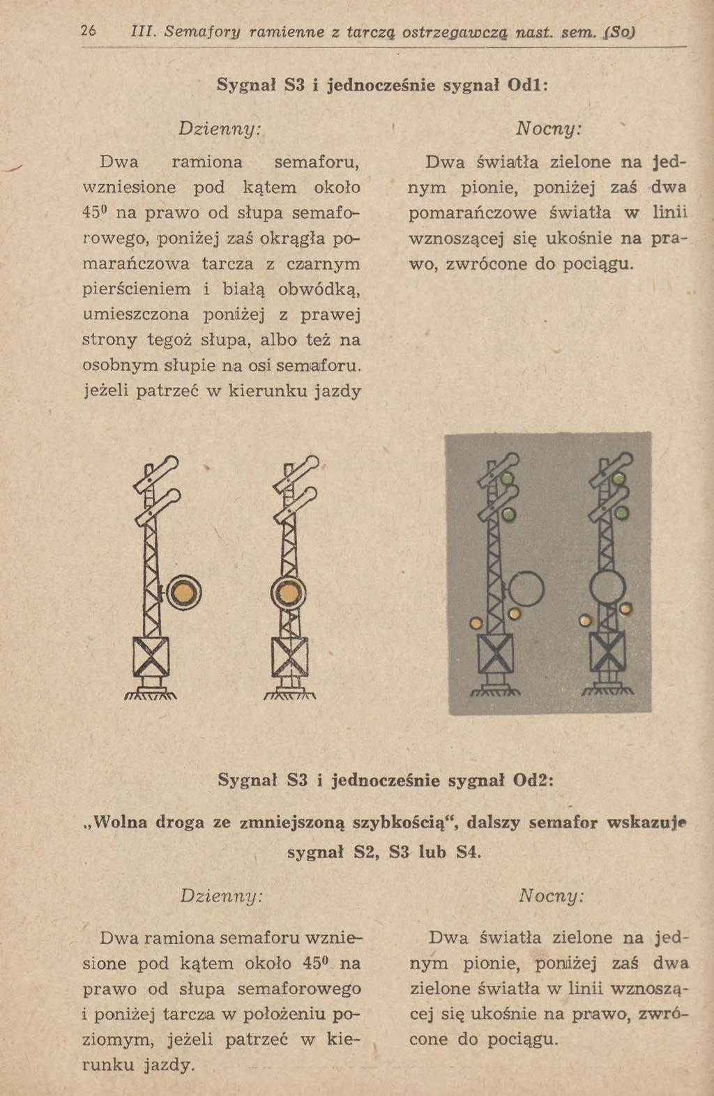 26 III. Semafory ramienne z tarczą ostrzegawczą nast. sem.