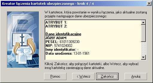 W kolejnym kroku kreatora (patrz Rysunek 51) na ekranie zostaną wyświetlone dane osoby ubezpieczonej, które pozostaną jako aktualne.