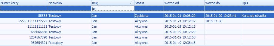 Operacje na listach Program daje możliwość dokładnego wyszukiwania oraz filtrowania wyników we wszystkich tabelach. 4.2.1.