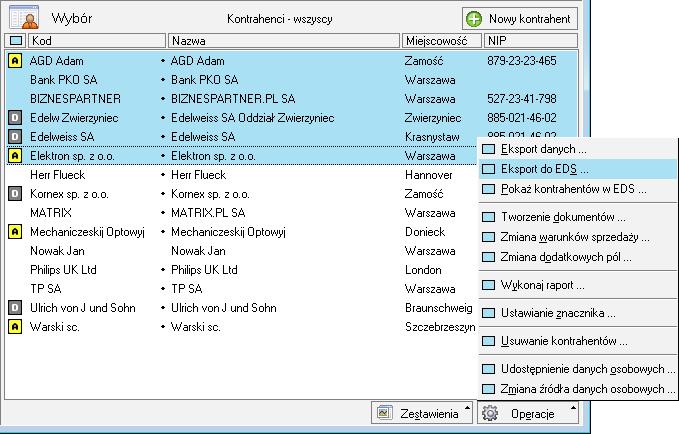 Współpraca z innymi programami 6 5 Rys. 6-3 Program Handel - eksport wybranych kontrahentów do programu e-dokumenty. 7. Pojawi się okno z informacją dotyczącą liczby eksportowanych kontrahentów: Rys.