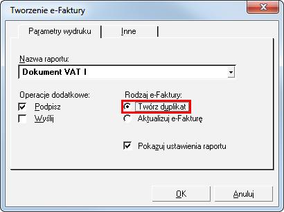 Współpraca z innymi programami 6 11 e-faktury lub zgodnie z domyślnymi ustawieniami, jeśli nie były tworzone e-faktury ręcznie.