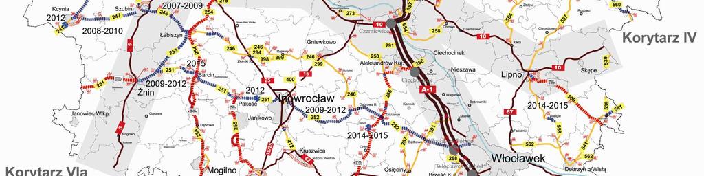 drogowych w latach