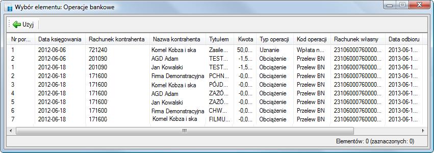 Polecenie to jest dostępne tylko dla przelewów o statusie Wysłany. Po zaznaczeniu odpowiedniej operacji bankowej należy wybrać przycisk Użyj. Rys.