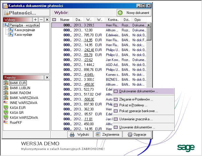 Współpraca z innymi modułami Forte 57 Import operacji bankowych w module Handel Wybranie polecenia Import operacji bankowych z menu Firma programu rozpoczyna import danych operacji bankowych z modułu